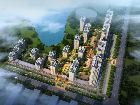 modern residential building exterior bird's eye view psd