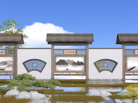 New Chinese Landscape Wall Publicity Bar