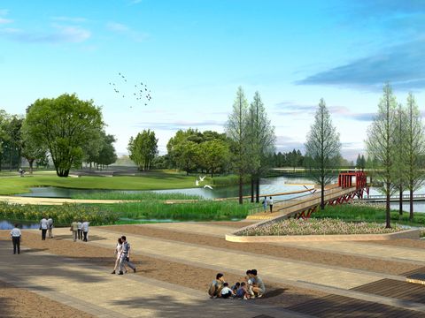 Modern Wetland Square Park psd