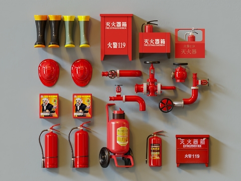 Fire fighting equipment fire fighting rubber boots gas mask fire extinguisher box fire extinguisher fire hose