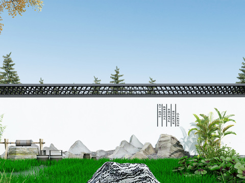 Neo-Chinese Style Landscape Wall Free