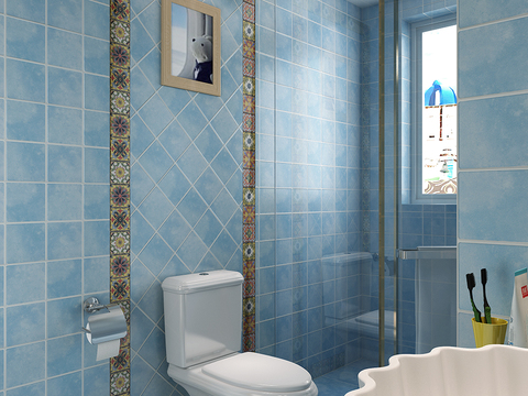 Mediterranean Style Bathroom Toilet