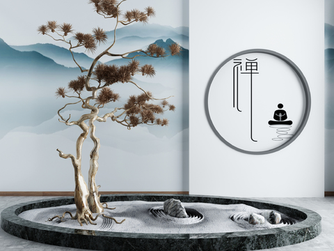 New Chinese Zen simulation tree landscape sketch