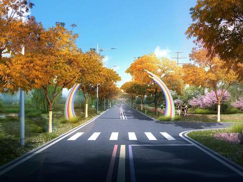 urban road highway autumn scenery psd