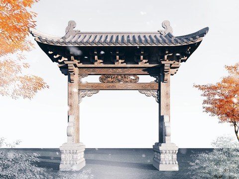 Chinese solid wood archway