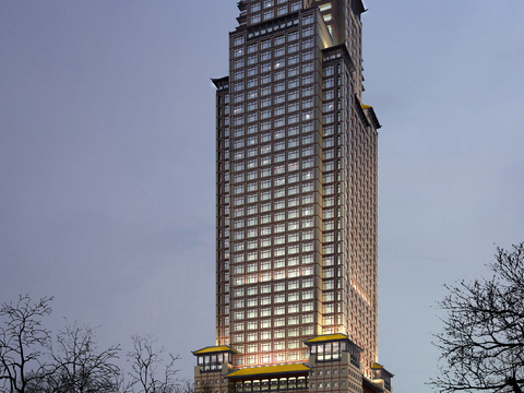 Chinese residential building architectural appearance psd