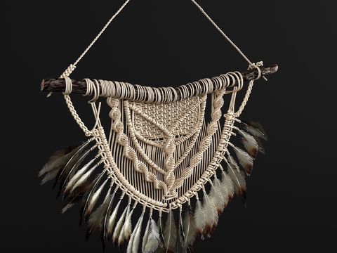 Southeast Asian Tribal Feather Woven Pendant