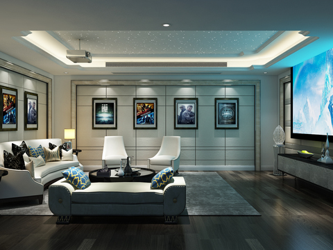 Modern villa basement video room