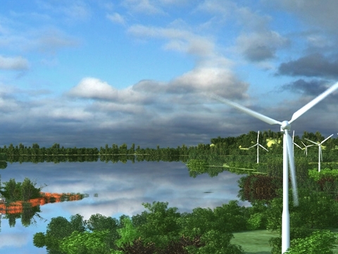 Modern wind power field landscape