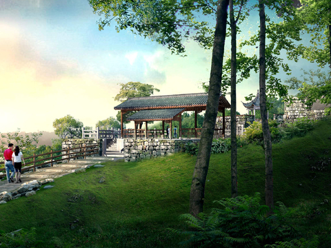 Chinese style pavilion rest pavilion appearance psd