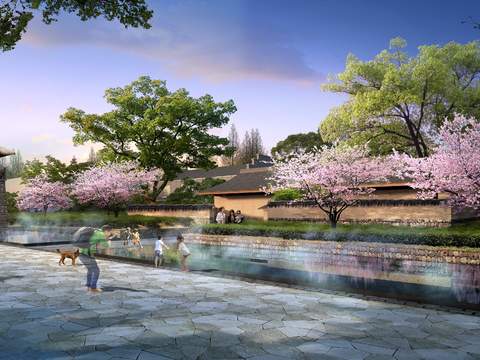 new chinese courtyard park landscape psd