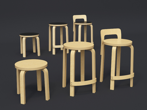 Modern Solid Wood Stool Bar Chair