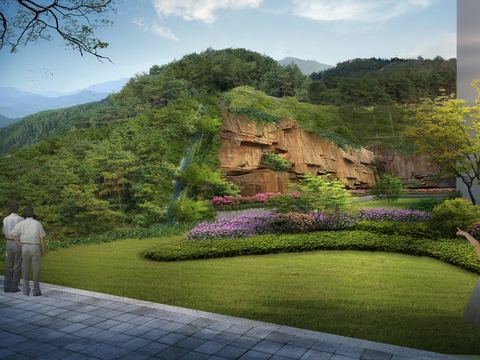 modern mountain garden psd