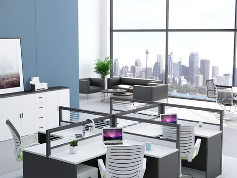 modern screen card office desk and chair