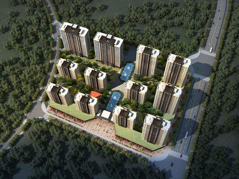 residential building bird's eye psd