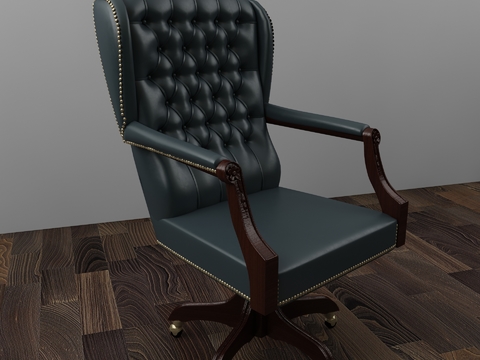 European Retro Solid Wood Leather Office Chair Free