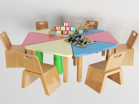 Modern solid wood children toy table and chair free