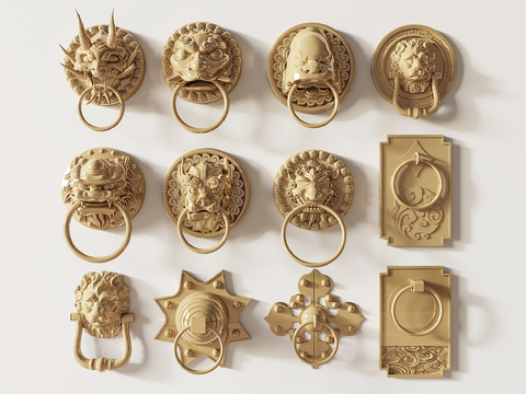 Chinese style door handle lion head door ring faucet door ring