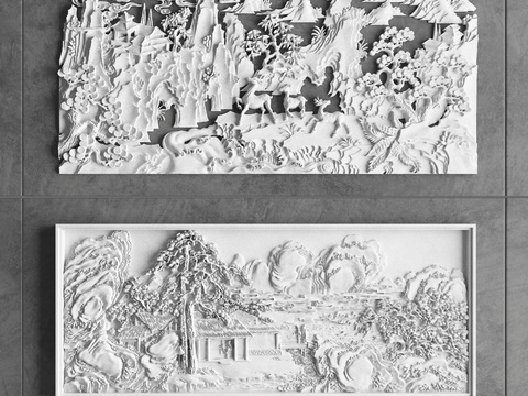 Chinese landscape stone carving relief