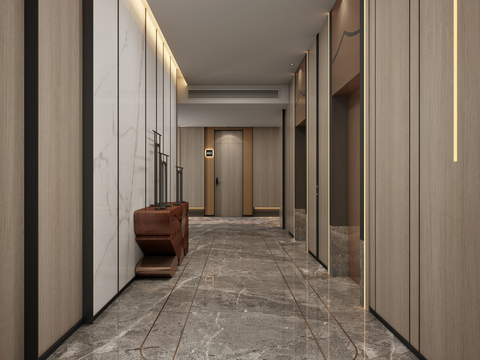 Modern hotel aisle elevator hall