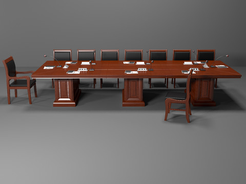 Modern Solid Wood Conference Table and Chair