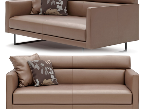 Modern leather office double sofa