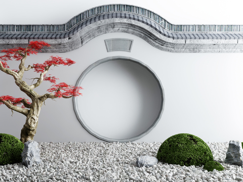 Neo-Chinese Style Stone Moon Door Landscape Sick