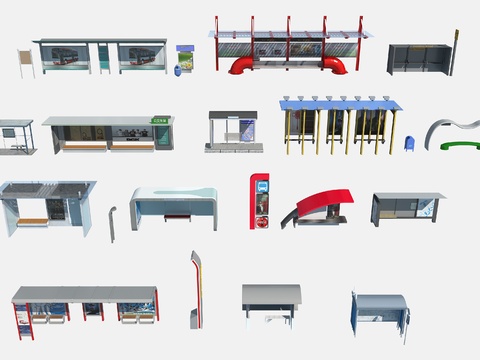 Modern Bus Station Waiting Booth