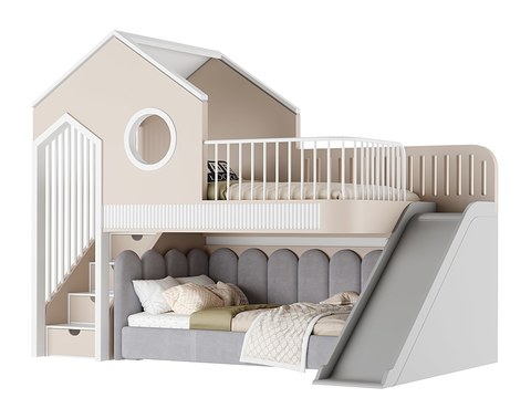 Modern fabric bunk bed for children