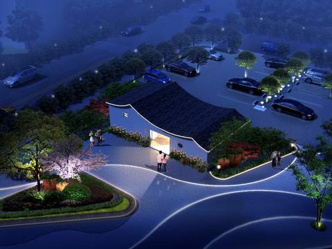 new chinese parking lot bird's eye view night scene psd