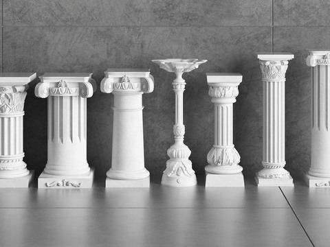 European-style carved Roman column