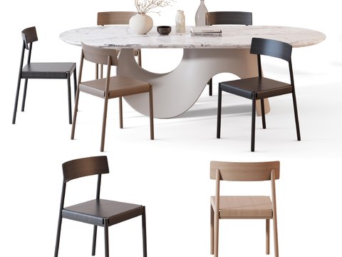 Calligaris modern marble dining table and chair