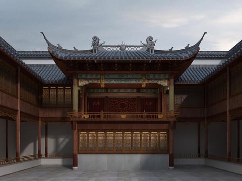 Chinese-style ancient stage