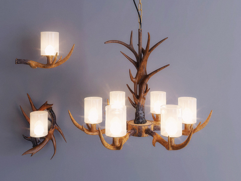 American Country Antler Lamps Combination