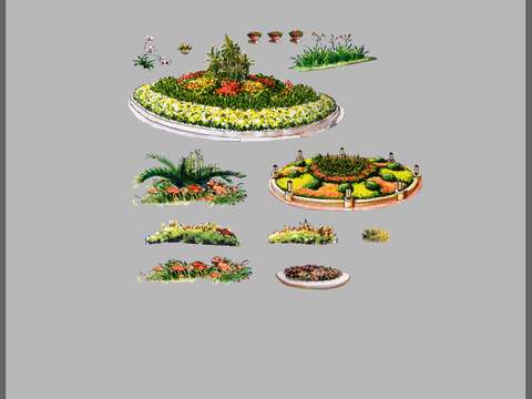 Hand-painted renderings flowerbed park psd