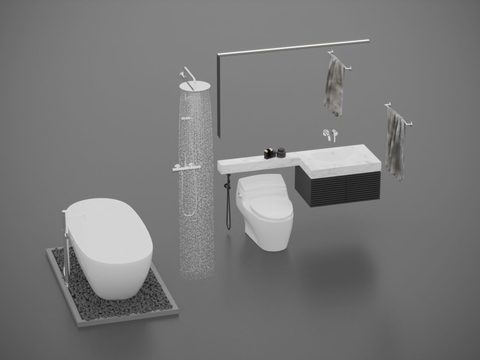 Modern minimalist sink toilet shower shower bathtub free