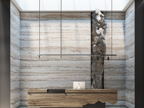 Natural Wind Log Front Desk