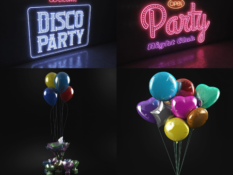 Modern Balloon Neon Art Display