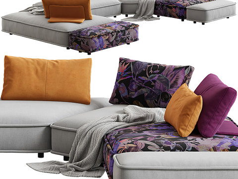 Modern fabric communal sofa