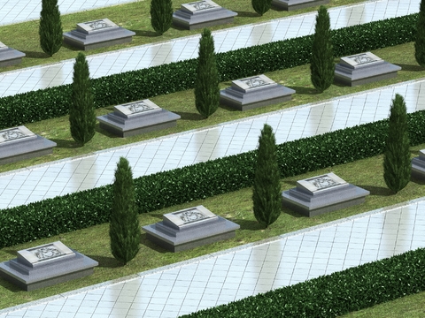 Aerial View Planning of Modern Tombstone Cemetery