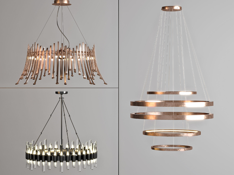 Fendi modern metal ring chandelier