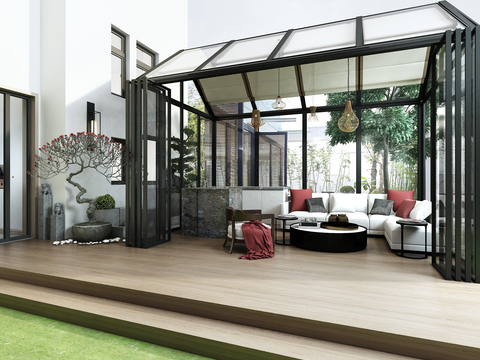 Modern sun room garden