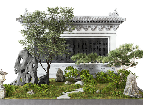 New Chinese Green Planting rockery sketch