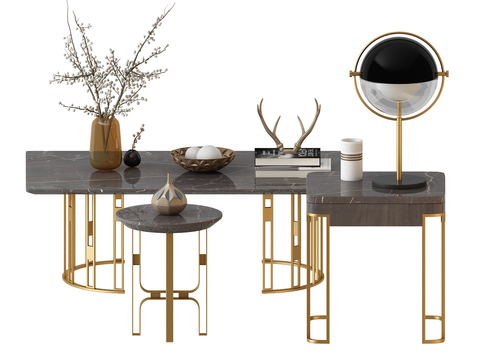 Post-modern Affordable Luxury Style Corner Style Round Table Combination