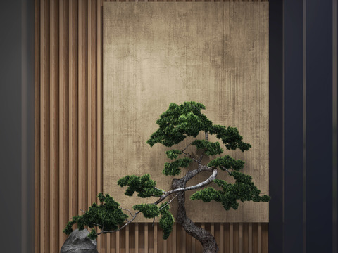 New Chinese-style rockery pine tree porch sketch