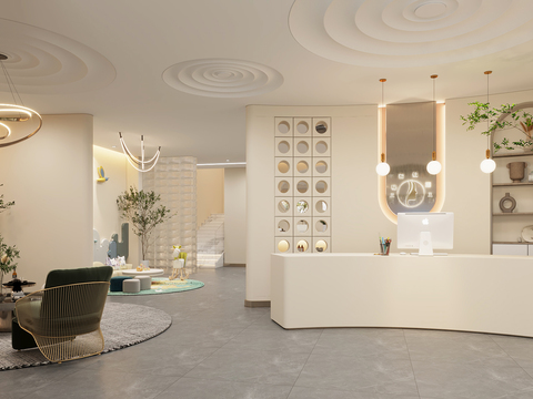 The reception hall of the front desk of the beauty spa