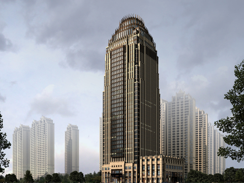 Neoclassical Style high-rise office building appearance psd