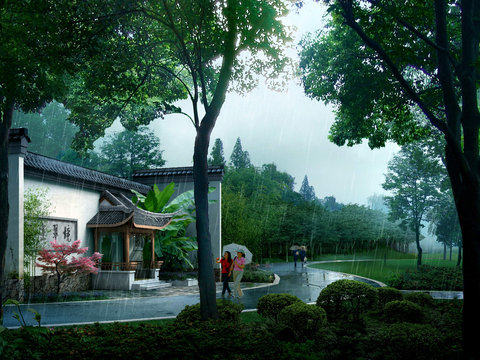 New Chinese Garden Landscape psd