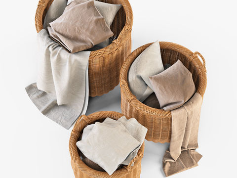 Modern Woven Laundry Basket Linen Pillow