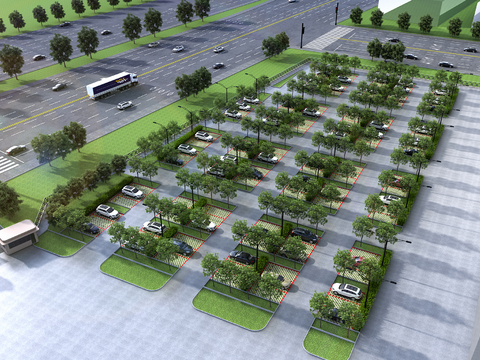 Modern bird's eye view planning parking lot